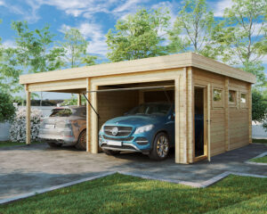 Kombineret Garage Og Carport Med Vippeport Type H 70MM 7,2 x 5,5 M